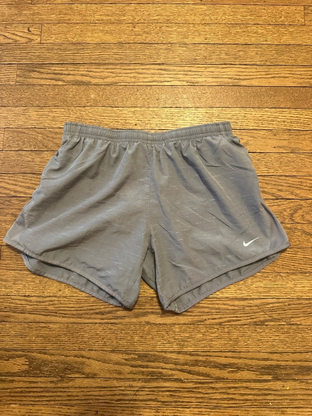Nike Women's Gray Athletic Running Shorts with Swoosh Logo